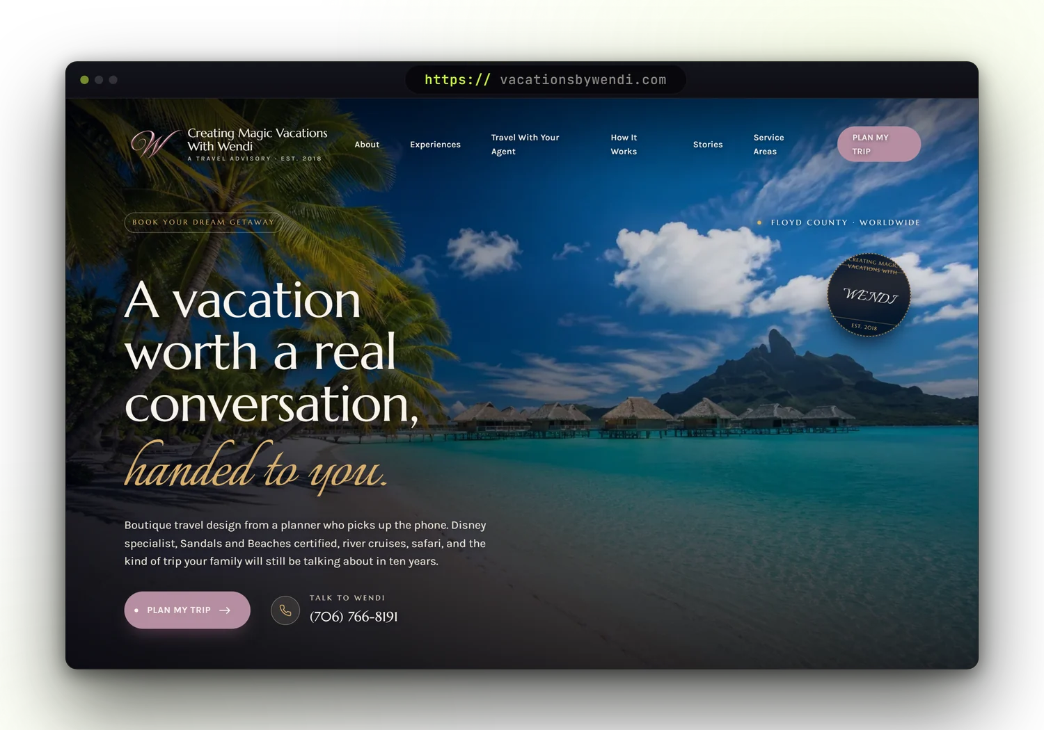 Magic Vacations with Wendi travel advisor website built by Forge